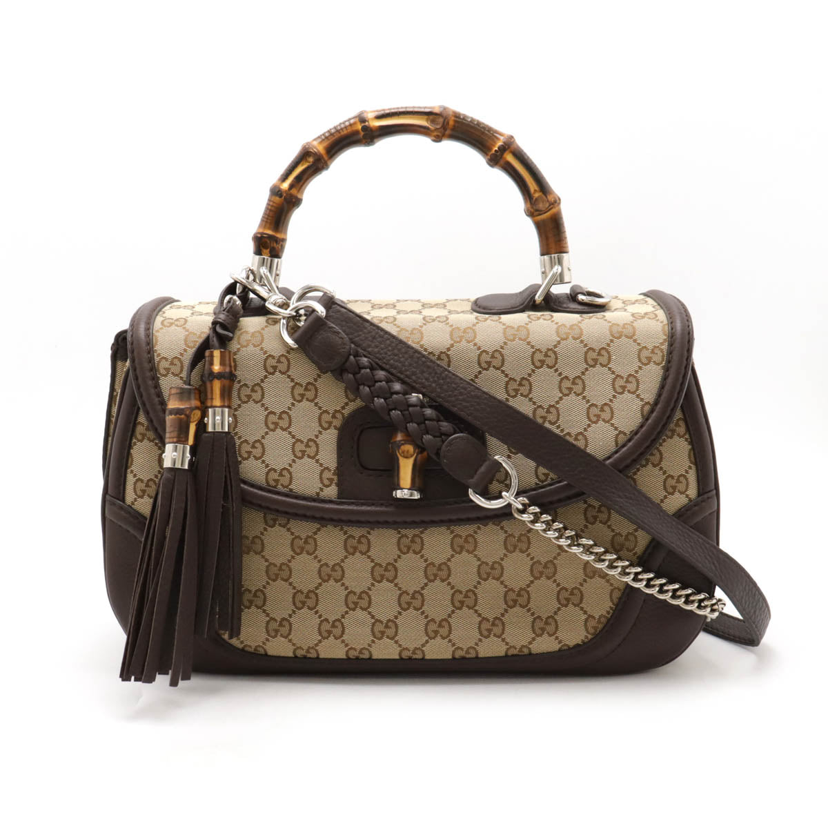 Gucci Bamboo 2Way Bag Canvas Travel Bag