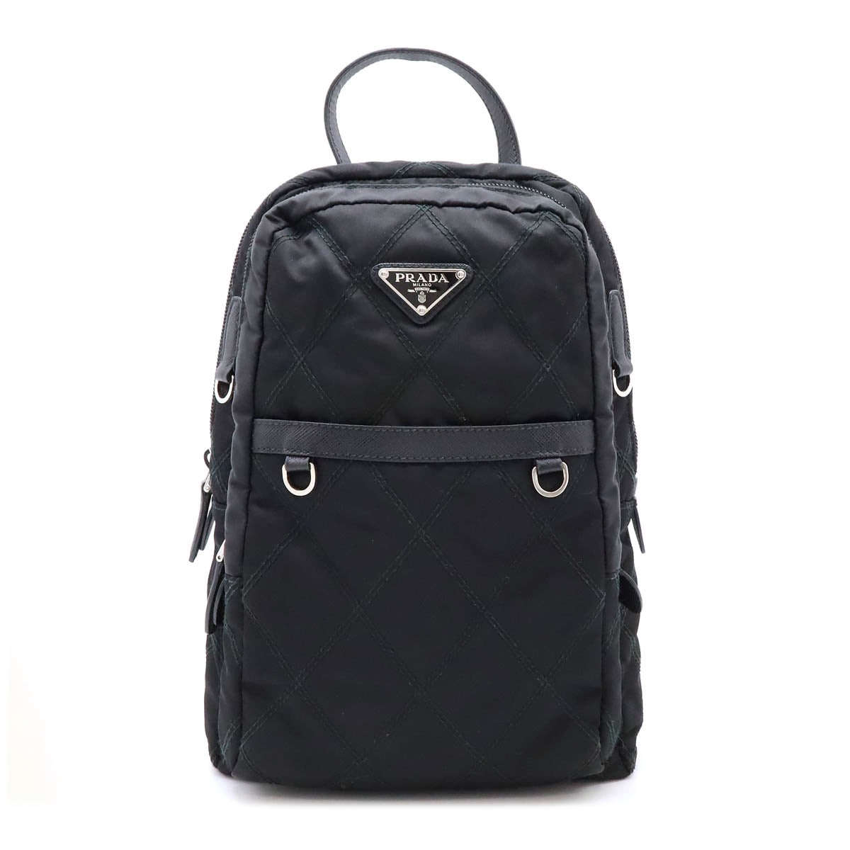 Prada Quilting Backpack 1B017 Leather Nylon Mini