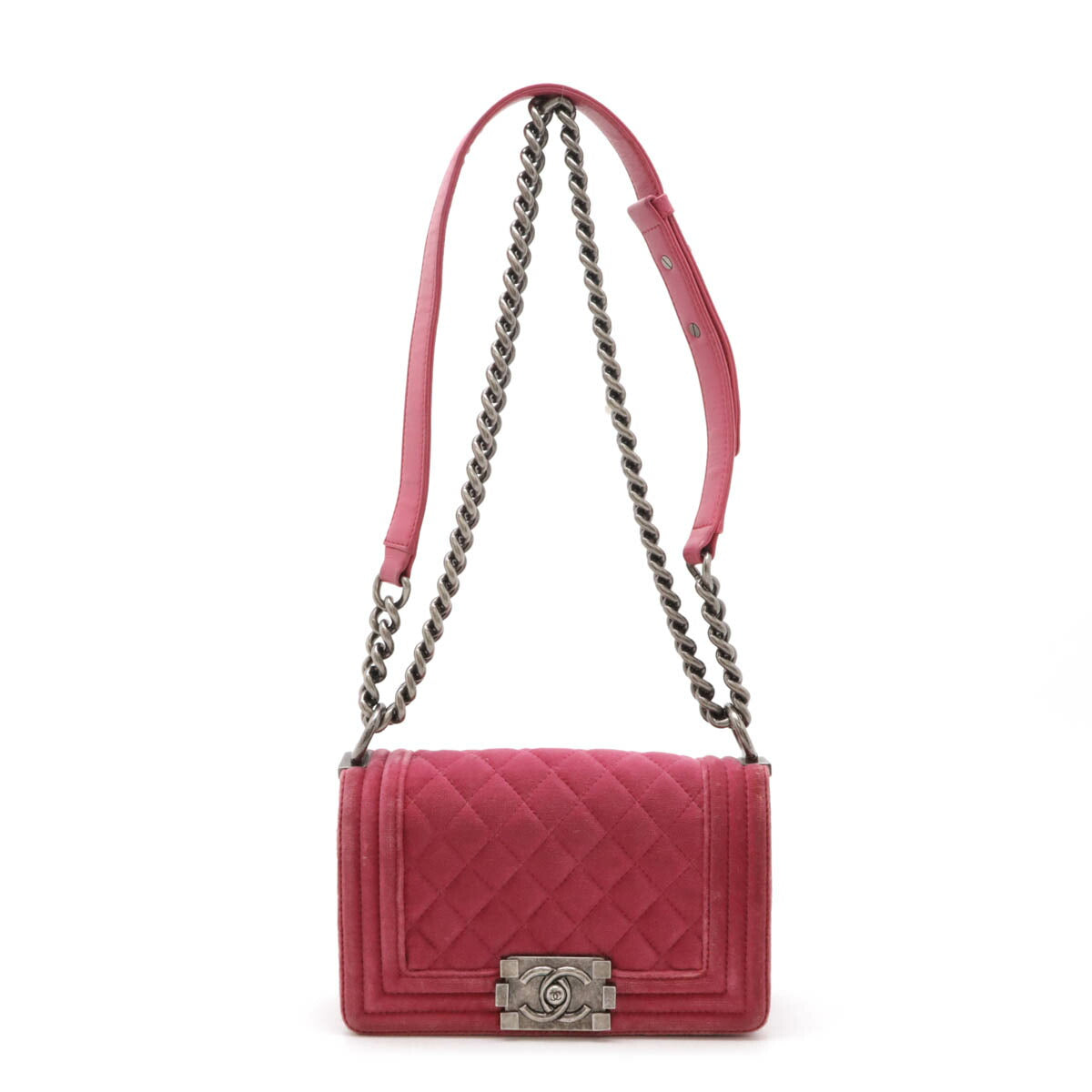 Chanel Velour/Leather Boy Chanel Shoulder Bag A67085