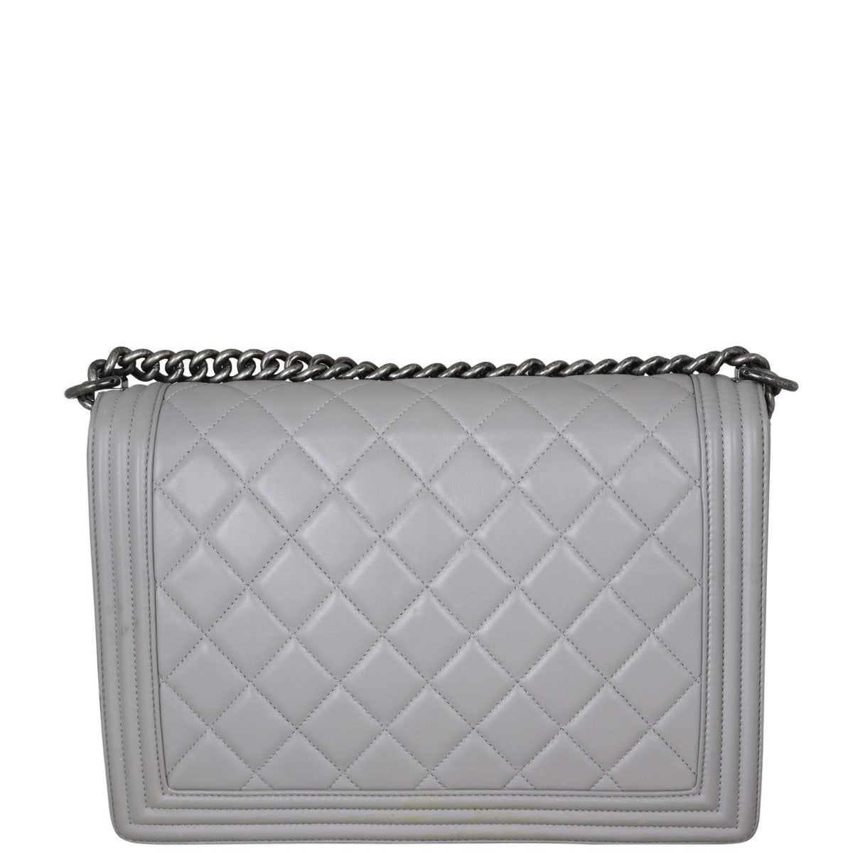 Chanel Boy Grey Handbag Large