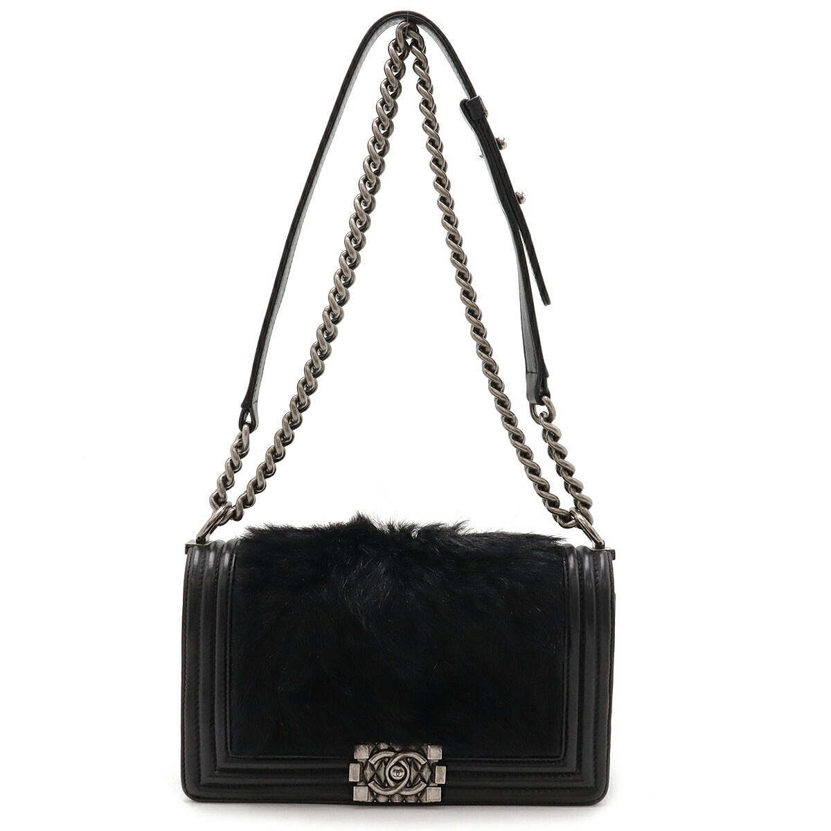 Chanel Lambskin Fur Boy Chanel Shoulder Bag