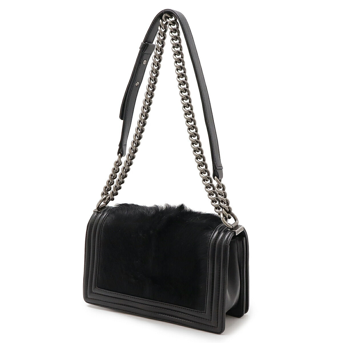 Chanel Lambskin Fur Boy Chanel Shoulder Bag
