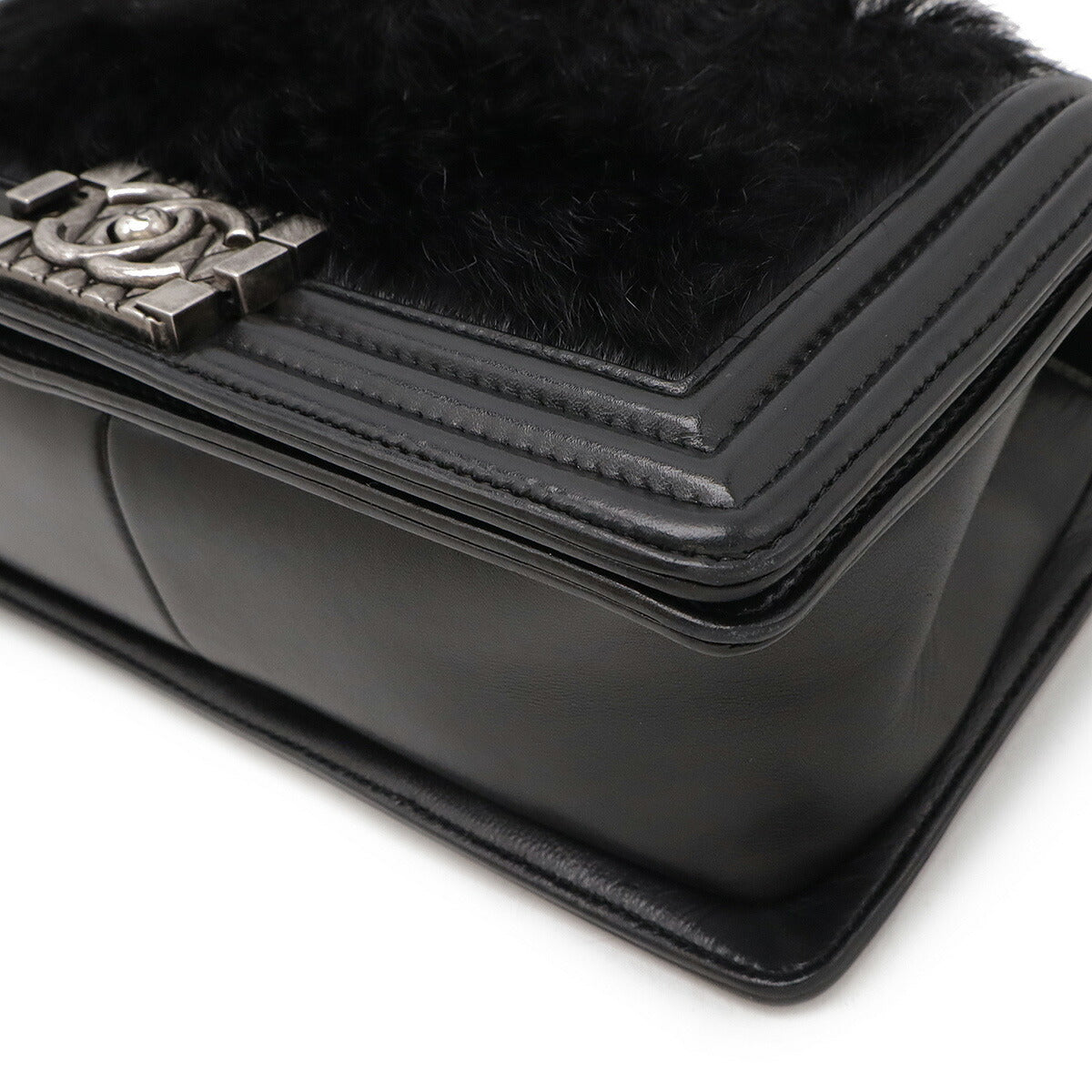 Chanel Lambskin Fur Boy Chanel Shoulder Bag