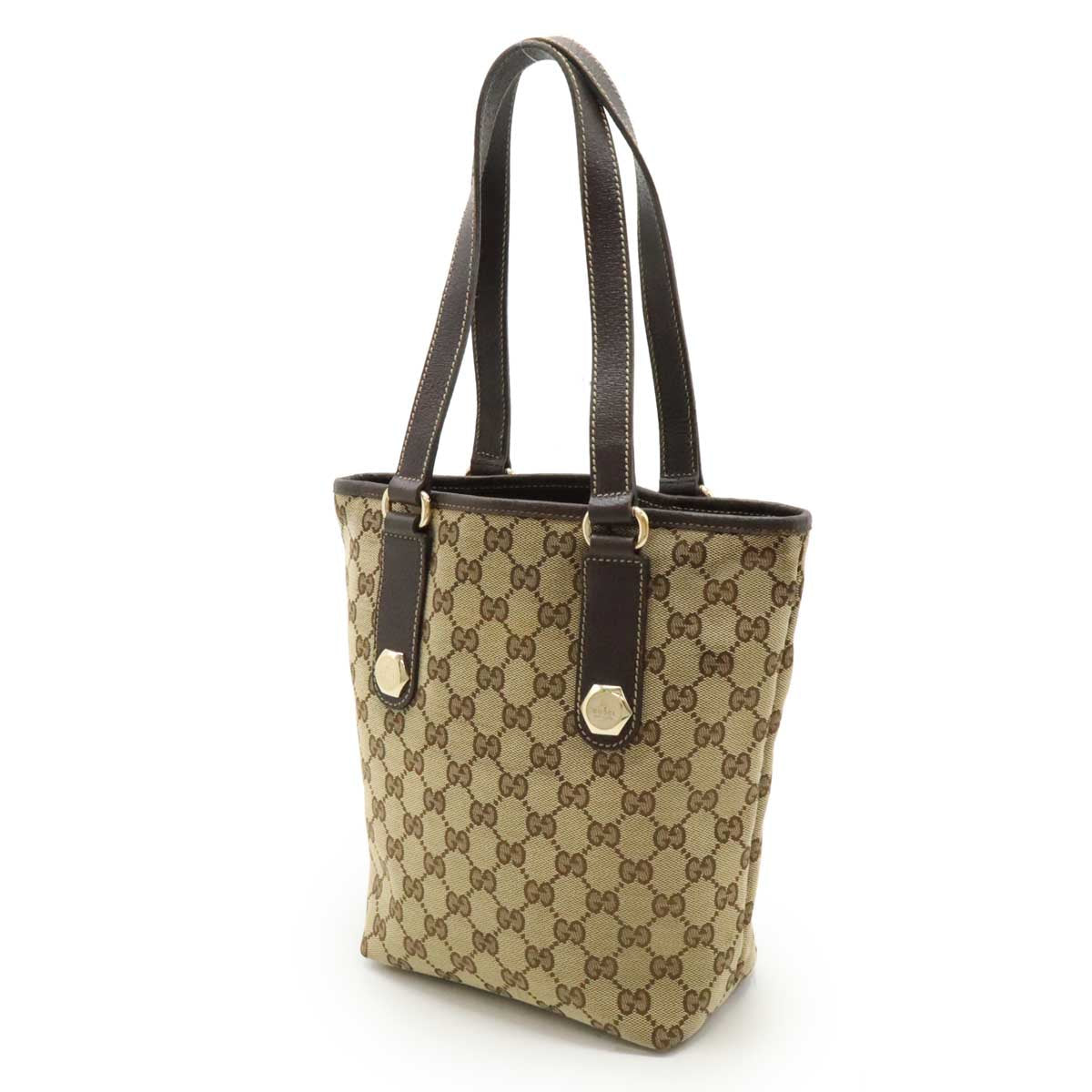 Gucci 2Way Bag Khaki Dark Canvas Brown Travel Bag