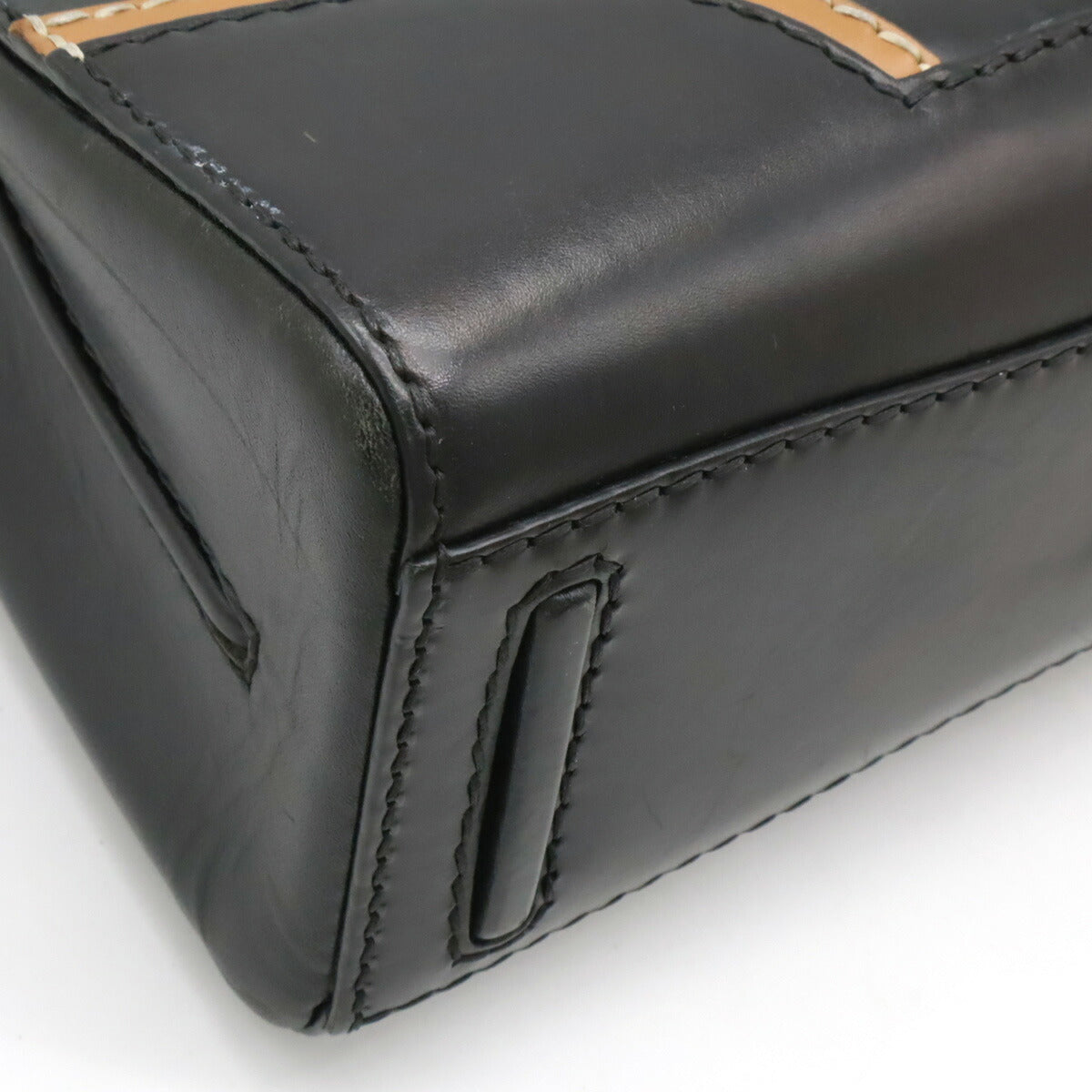 Prada Calf Stitch Rim Handbag Leather Calf Leather Travel Bag