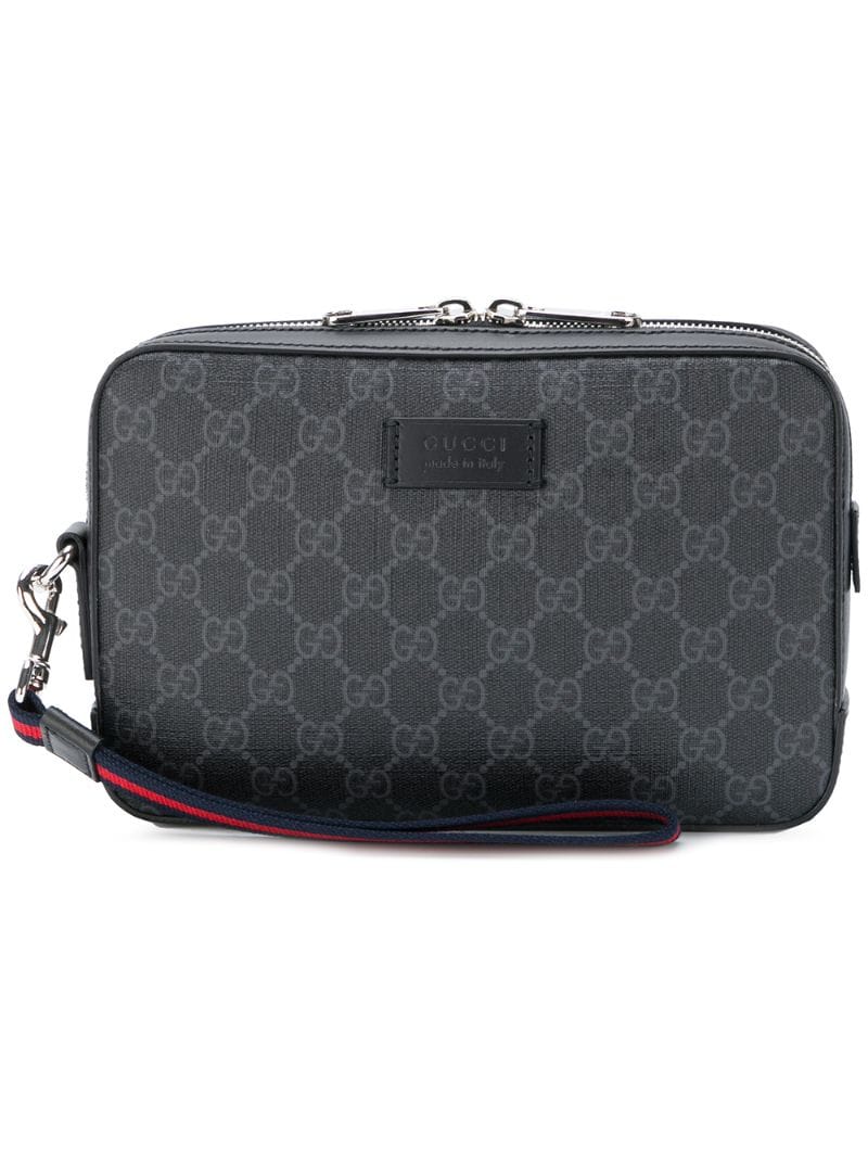 Gucci - GG Supreme wash bag - unisex - Canvas/Leather - One Size - Black