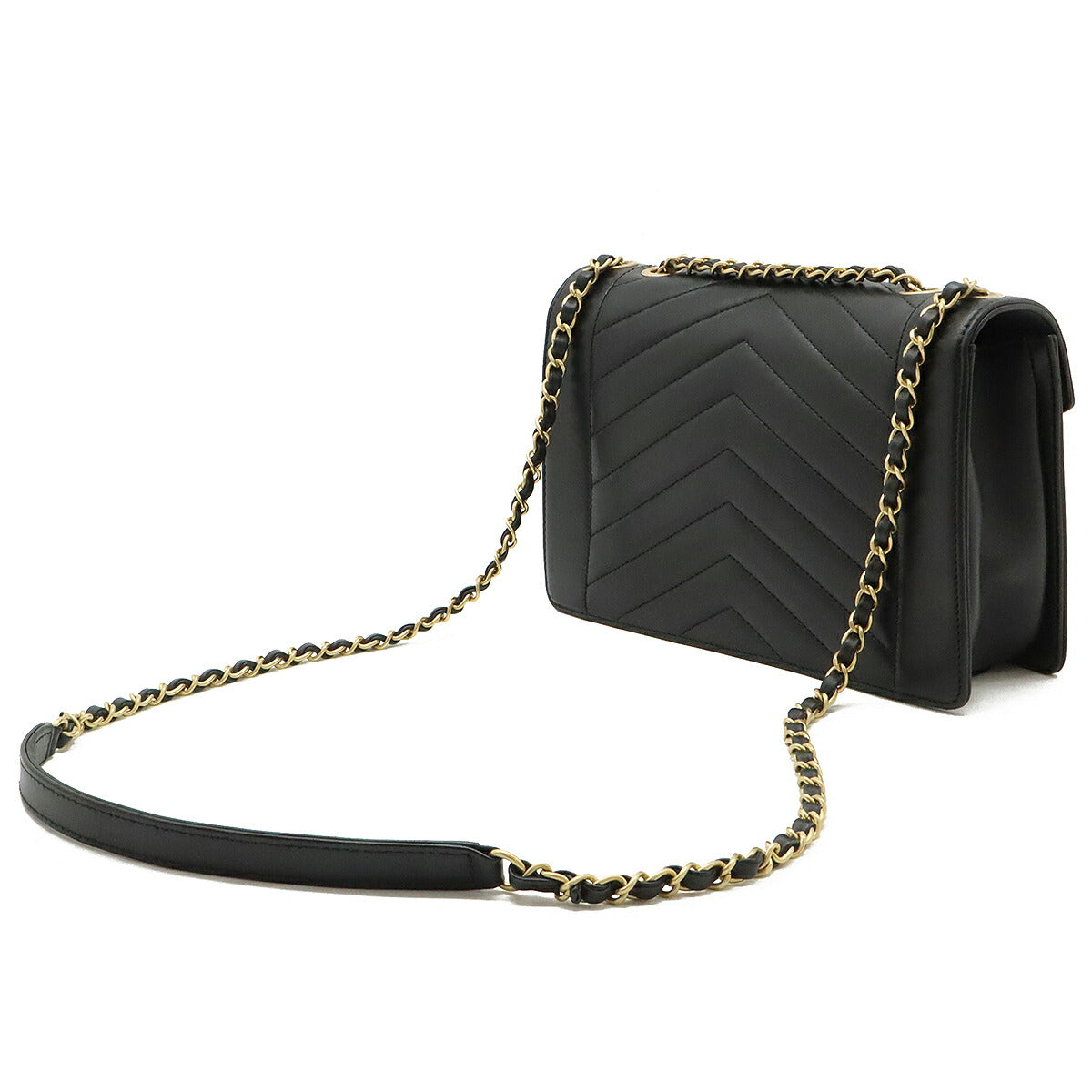 Chanel V Stitch Chevron Coco Mark Lambskin Shoulder Bag