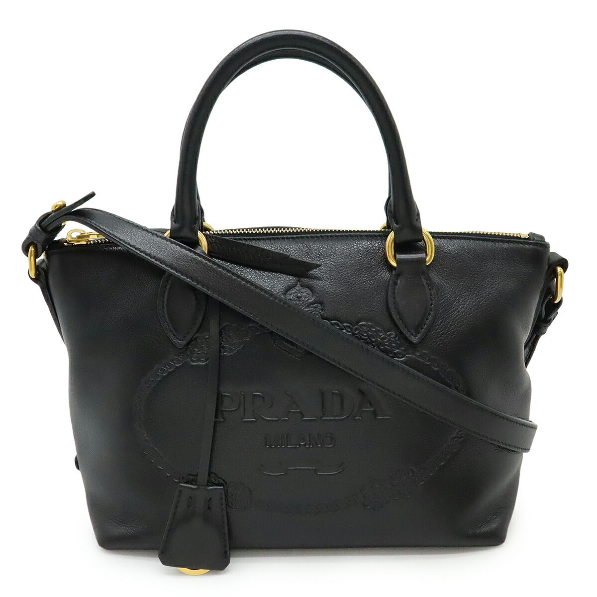 Prada 1Ba104 2Way Handbag Leather Travel Bag