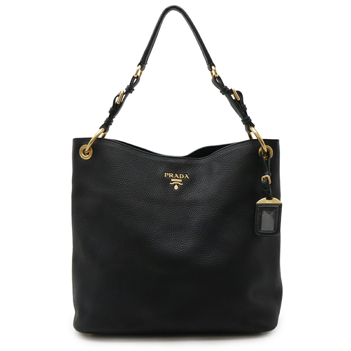 Prada Vit Daino Shoulder Bag Leather Black