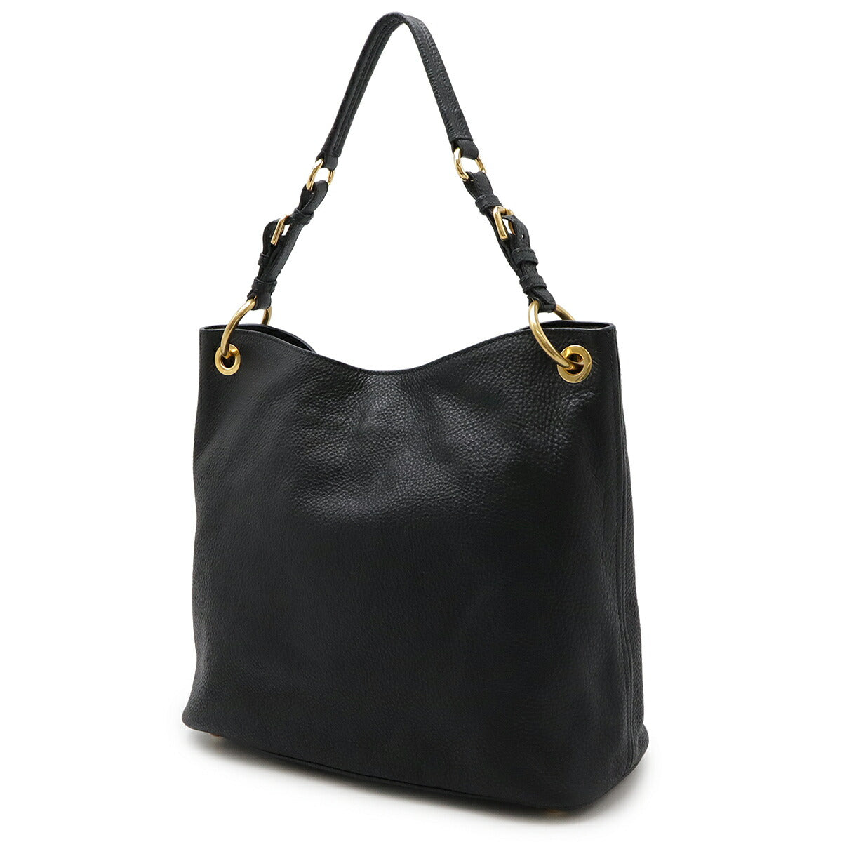 Prada Vit Daino Shoulder Bag Leather Black