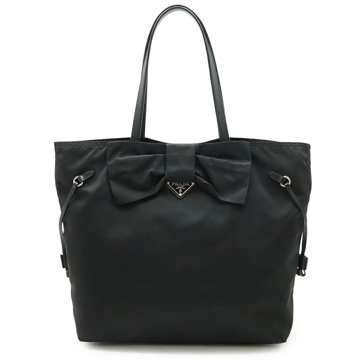 Prada Ribbon Motif 2Way Bag Leather Nylon Saffiano Travel Bag