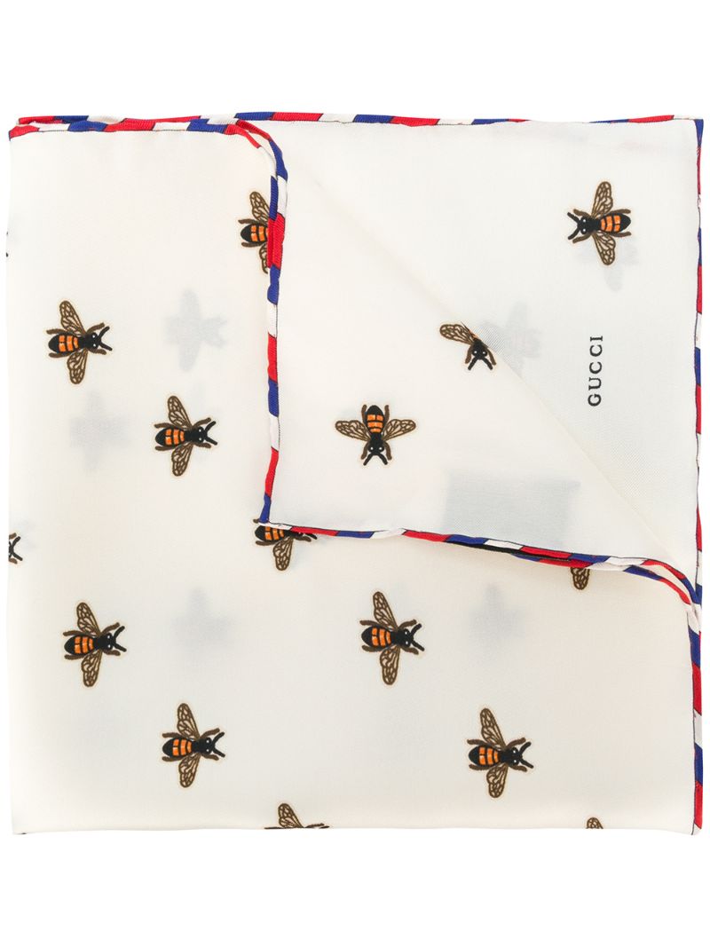 Gucci - bee print pocket square - men - Silk - One Size - White