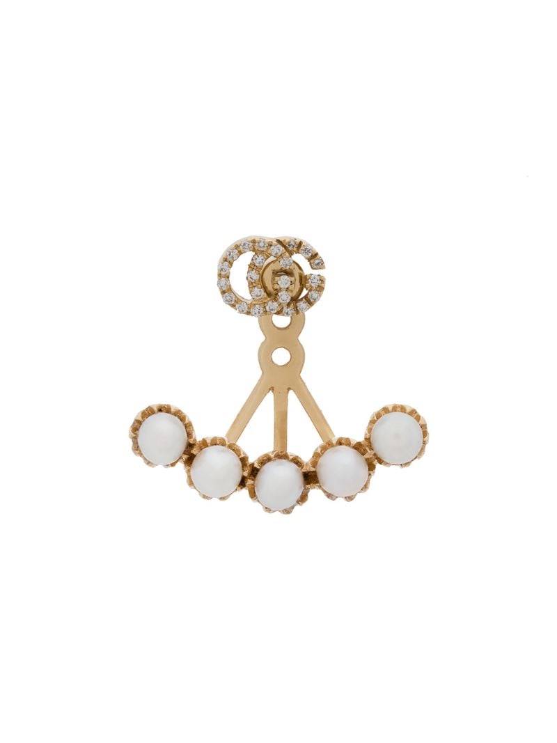 Gucci - Double G single earring - women - 18kt Gold/Pearls/Diamond - One Size - Metallic