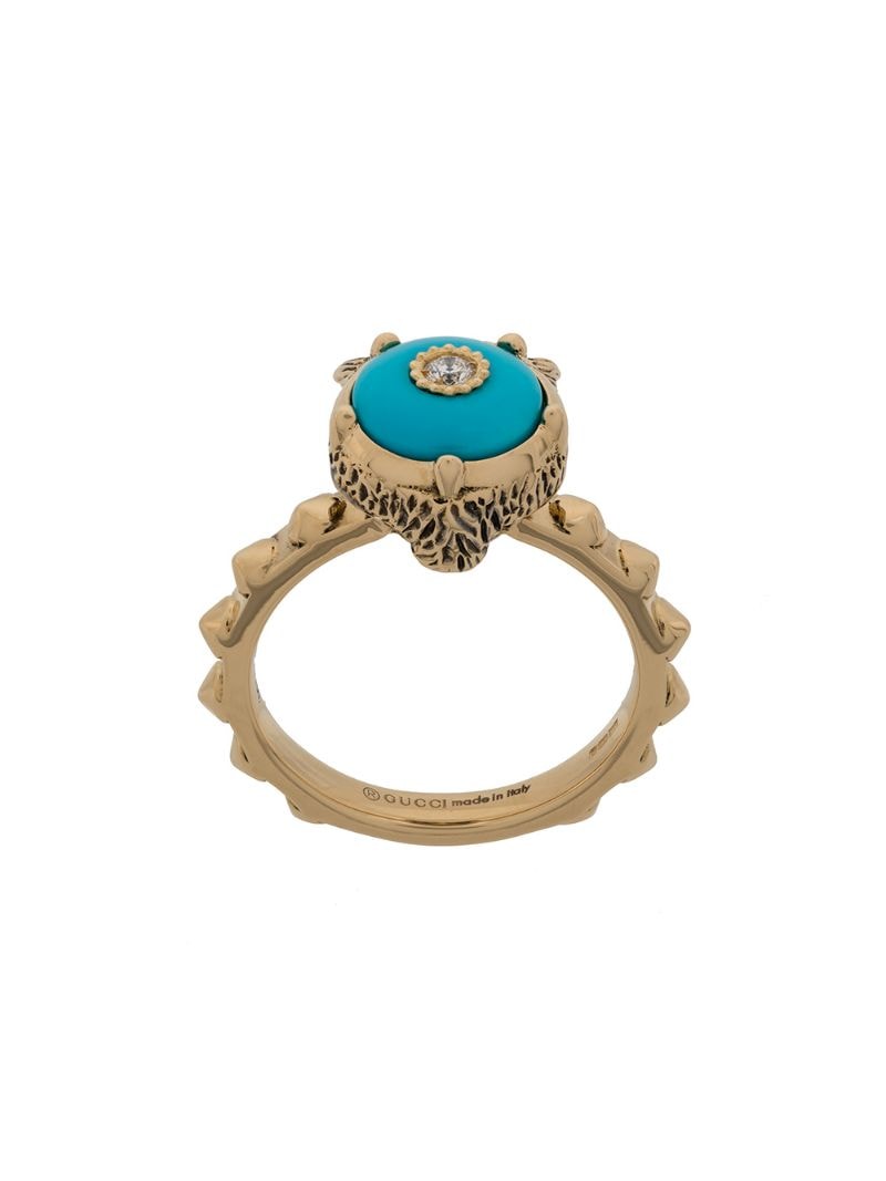 Gucci - Le Marché des Merveilles ring - women - Turquoise/Diamond/18kt Gold - K 1/2 - Metallic
