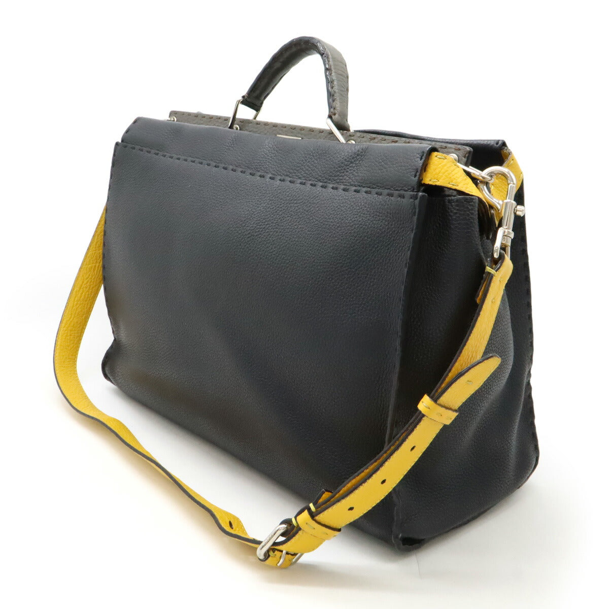 Fendi Peekaboo Sellaria 2Way Briefcase Handbag Leather Travel Bag
