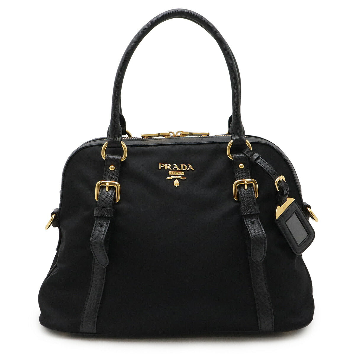 Prada 1Bb013 Handbag Leather Nylon Saffiano Travel Bag