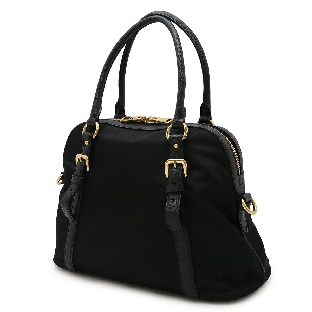 Prada 1Bb013 Handbag Leather Nylon Saffiano Travel Bag