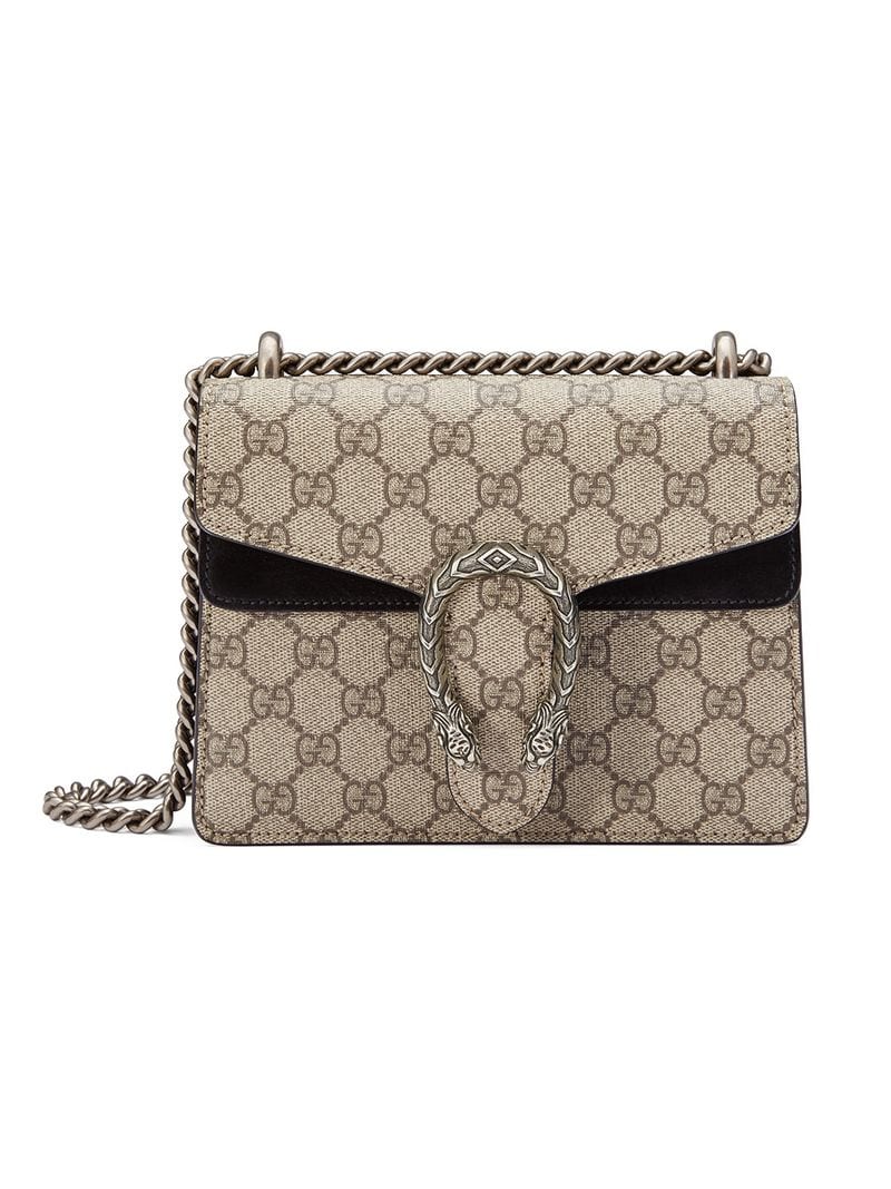 Gucci - Dionysus GG Supreme mini bag - women - Suede/metal/Canvas - One Size - NEUTRALS