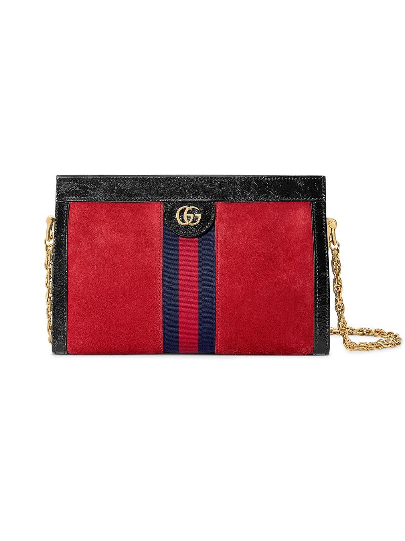 Gucci - Ophidia small shoulder bag - women - metal/Silk/Patent Leather/Nylon - One Size - Red