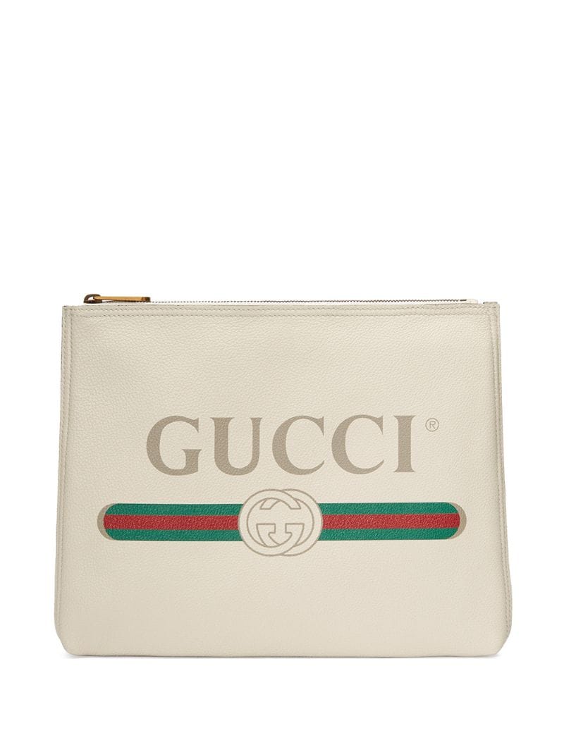 Gucci - Gucci Print leather medium portfolio - men - Leather - One Size - White