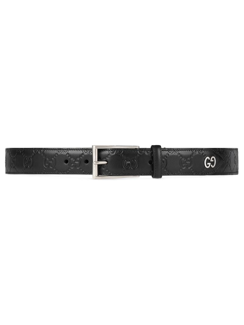 Gucci - Gucci Signature belt with GG detail - men - Calf Leather - 75, 85, 90, 95, 100, 105, 110 - Black