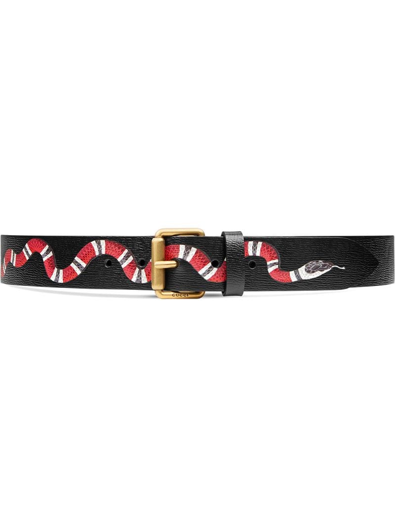 Gucci - Leather belt with Kingsnake - men - Leather/metal - 85, 90, 95 - Black