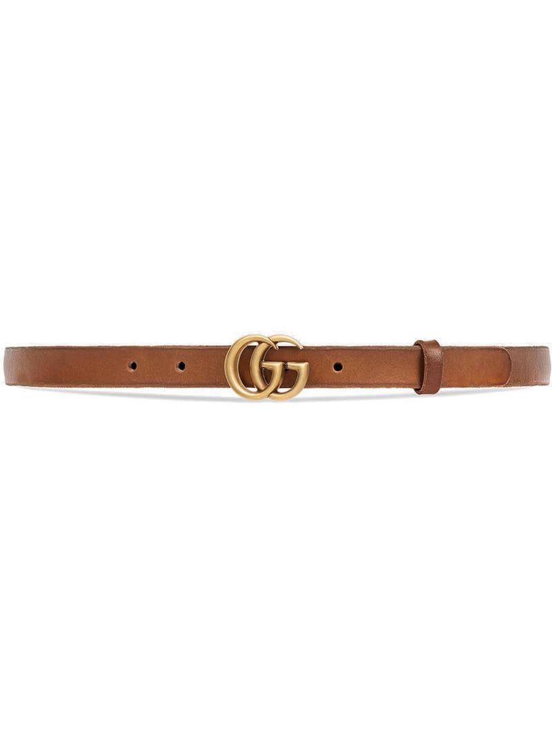 Gucci - Leather belt with Double G buckle - women - Leather/metal - 65, 70, 75, 80, 85, 90, 95 - Brown