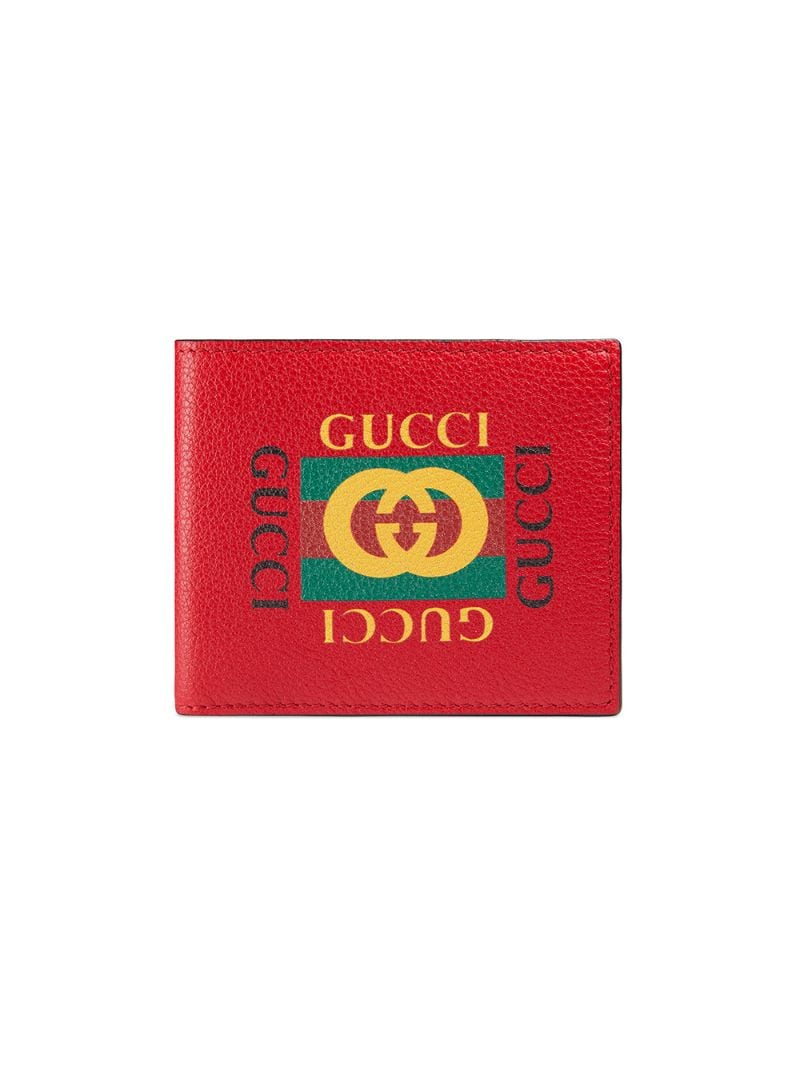 Gucci - Gucci Print leather bi-fold wallet - men - Calf Leather - One Size - Red
