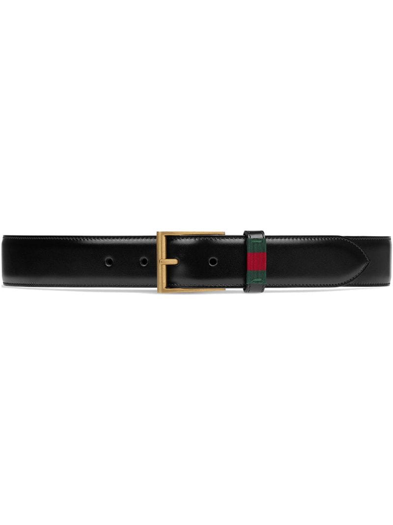Gucci - Leather belt with Web - men - Calf Leather - 85, 90, 80, 95, 100 - Black