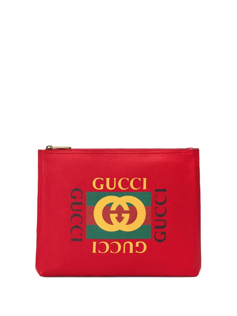 Gucci - Gucci Print leather medium portfolio - men - Leather - One Size - Red