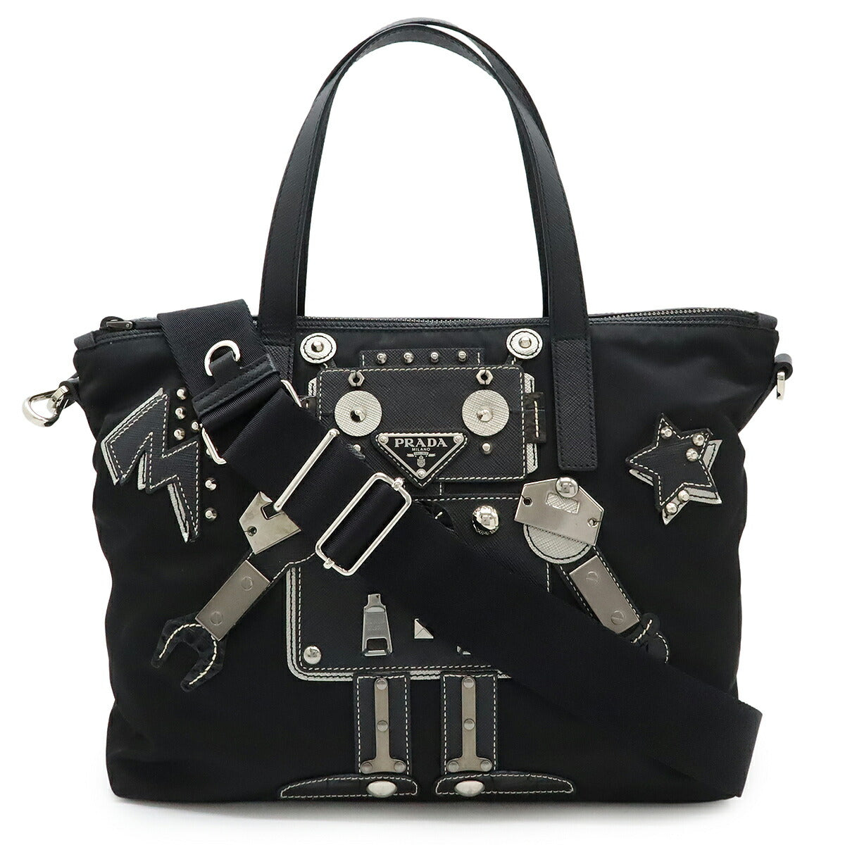 Prada Robot Triangle 2Way Handbag Logo Travel Bag
