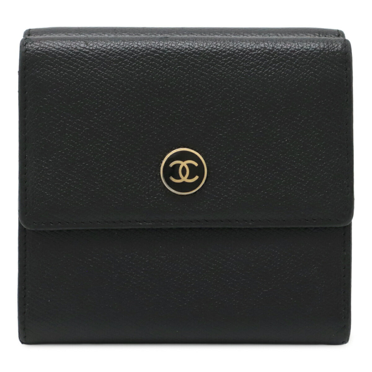 Chanel Coco Button Leather Trifold Wallet