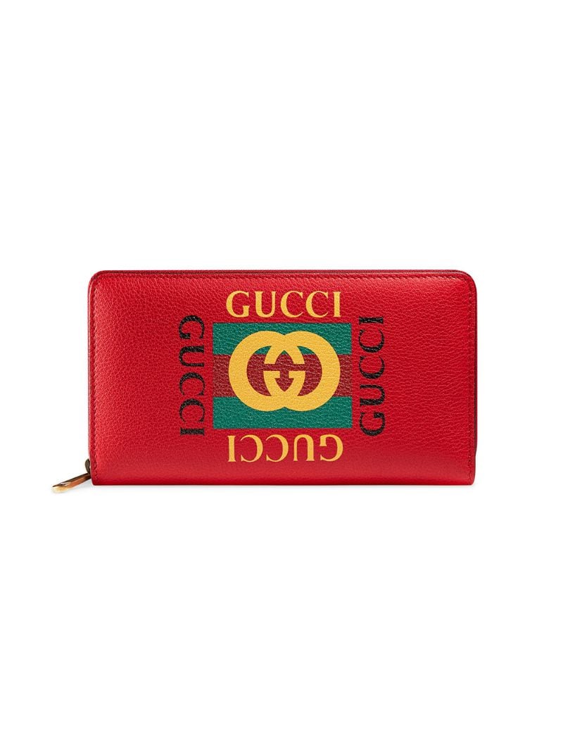 Gucci - Gucci Print leather zip around wallet - men - Leather - One Size - Red