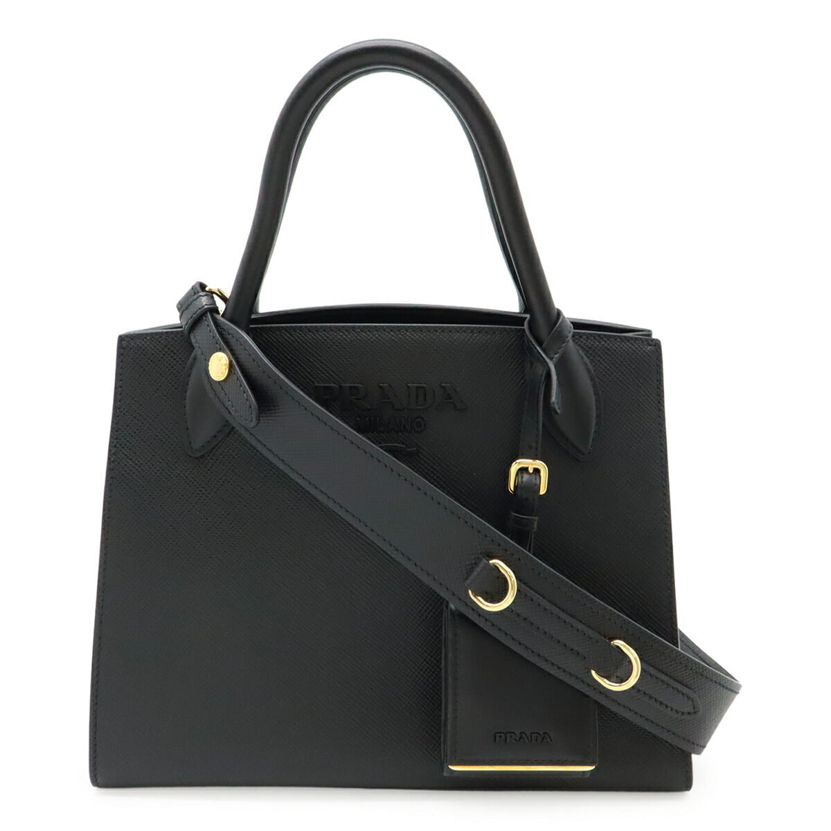Prada Monochrome 2Way Bag Saffiano Travel Bag
