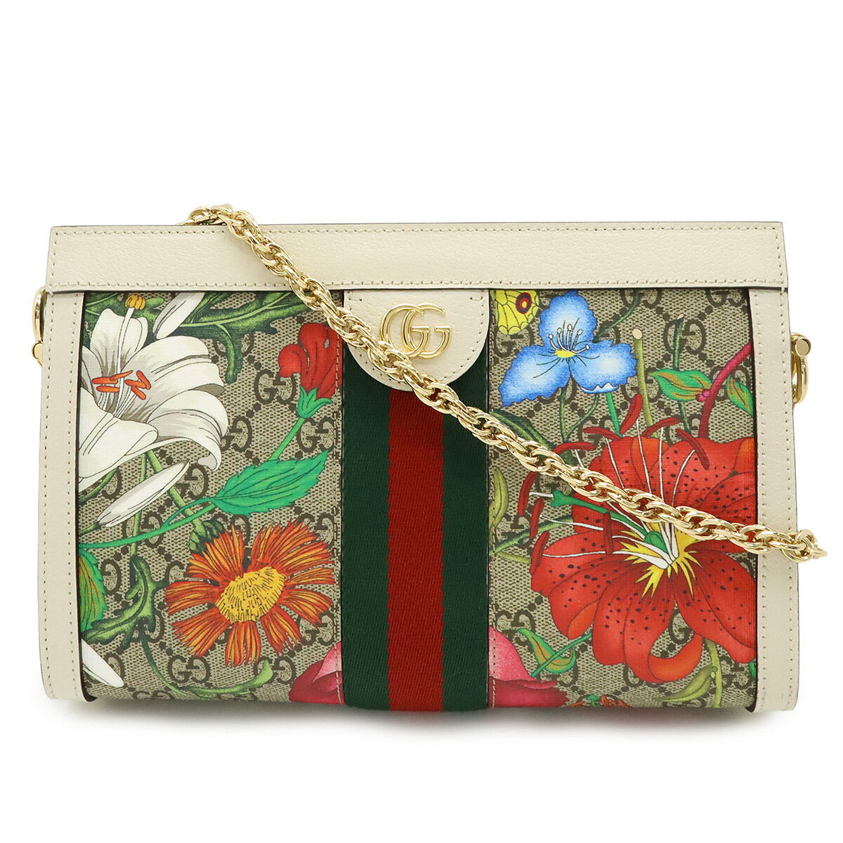 Gucci Ophidia Flora Pvc Shoulder Bag Leather Chain