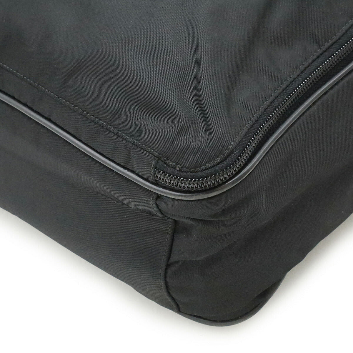 Prada 2Way Briefcase Handbag Leather Nylon Travel Bag Leather 2Way Briefcase