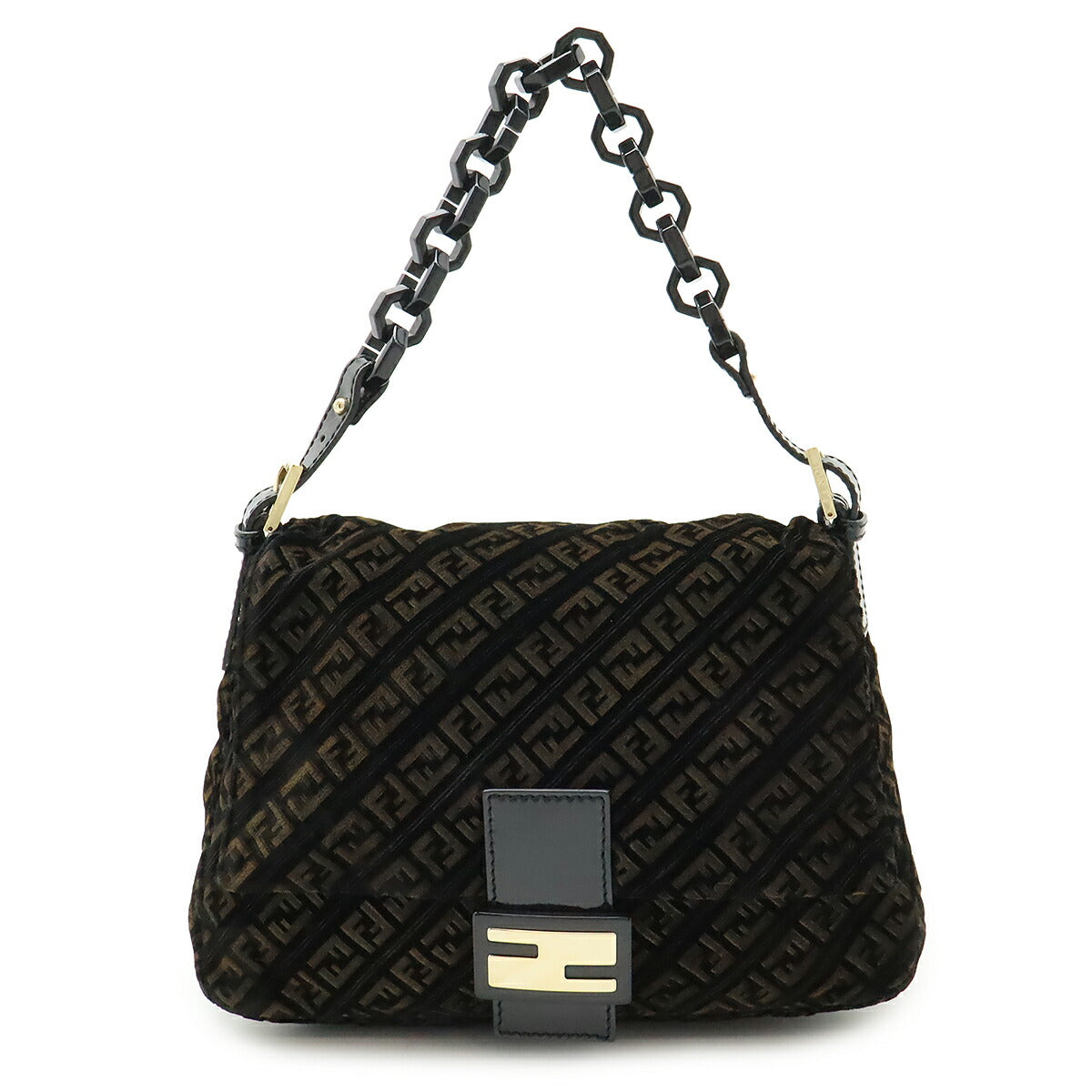 Fendi Mamma Velour Enamel Shoulder Bag Bucket