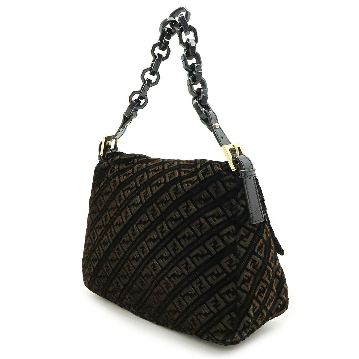 Fendi Mamma Velour Enamel Shoulder Bag Bucket