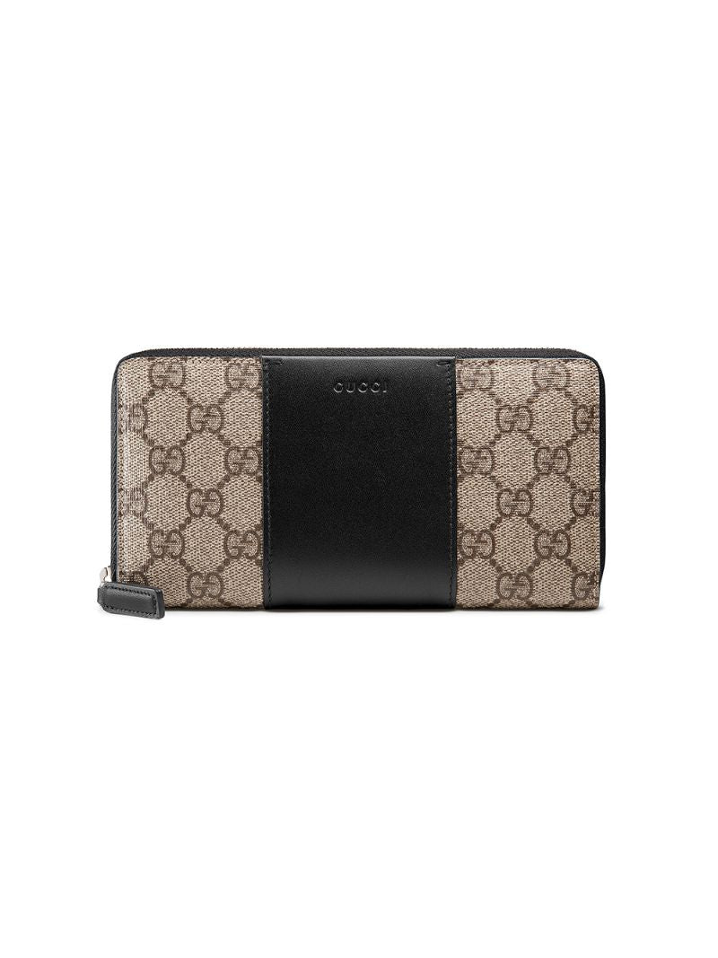 Gucci - GG Supreme zip around wallet - men - Leather/Canvas - One Size - Brown