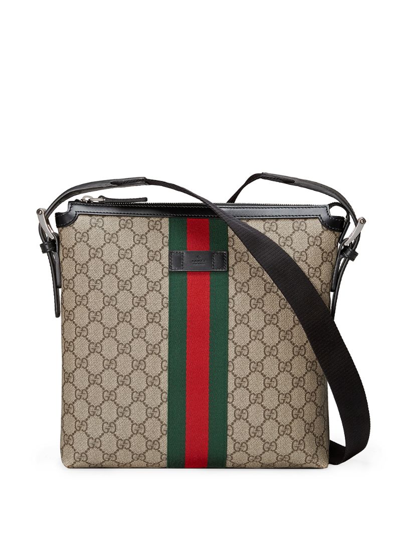 Gucci - Web GG Supreme messenger - men - Leather/Nylon/Canvas - One Size - Brown