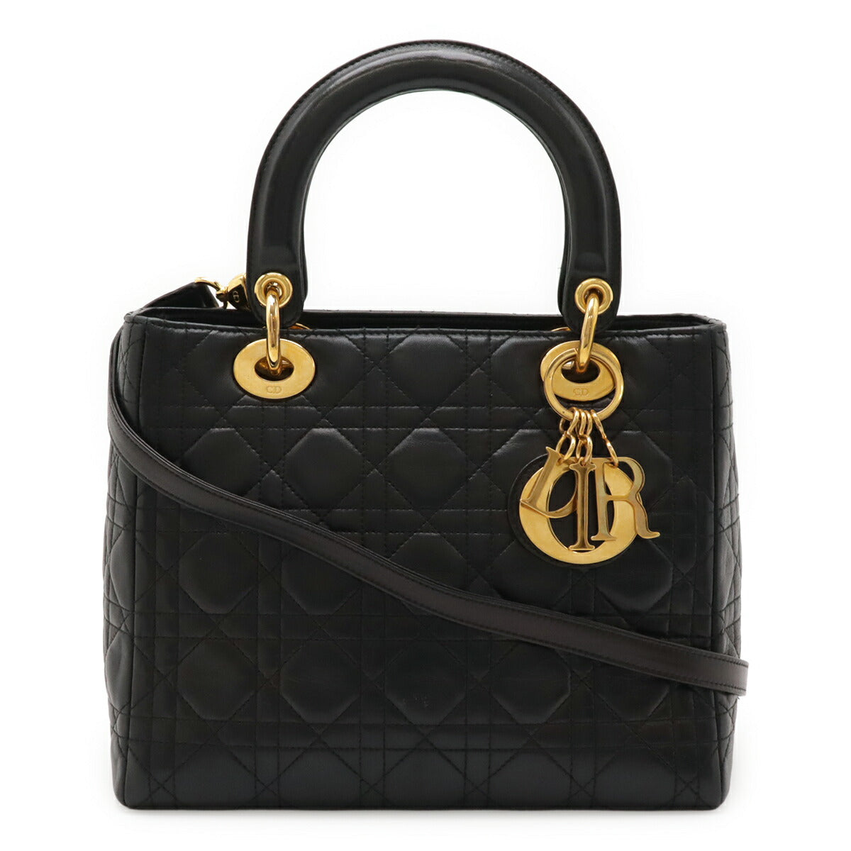 Dior Christian Lady Cannage 2Way Bag Lambskin Travel Bag