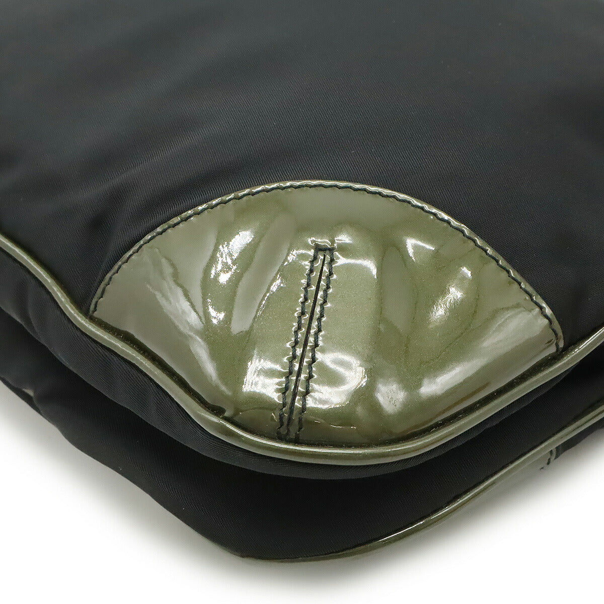Prada Triangle Shoulder Bag Leather Patent Nylon