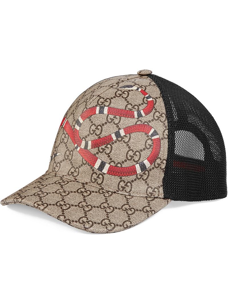 Gucci - Kingsnake GG Supreme cap - men - Cotton/Polyamide/Canvas/Polyurethane - XL, L, XS, S, M - NEUTRALS