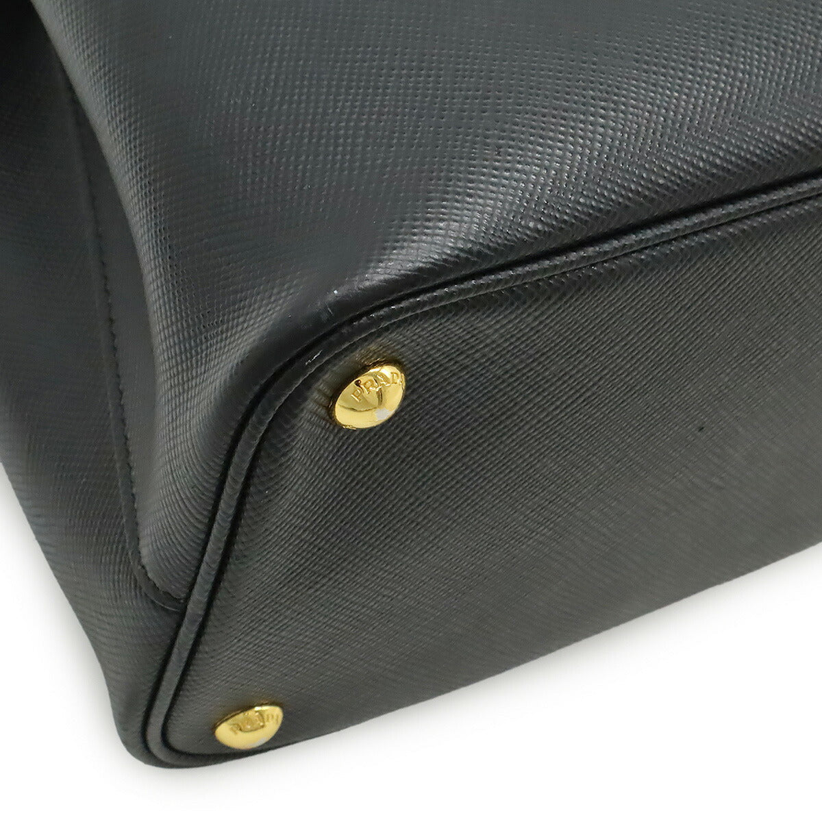 Prada Double 2Way Handbag Leather Embossed Travel Bag