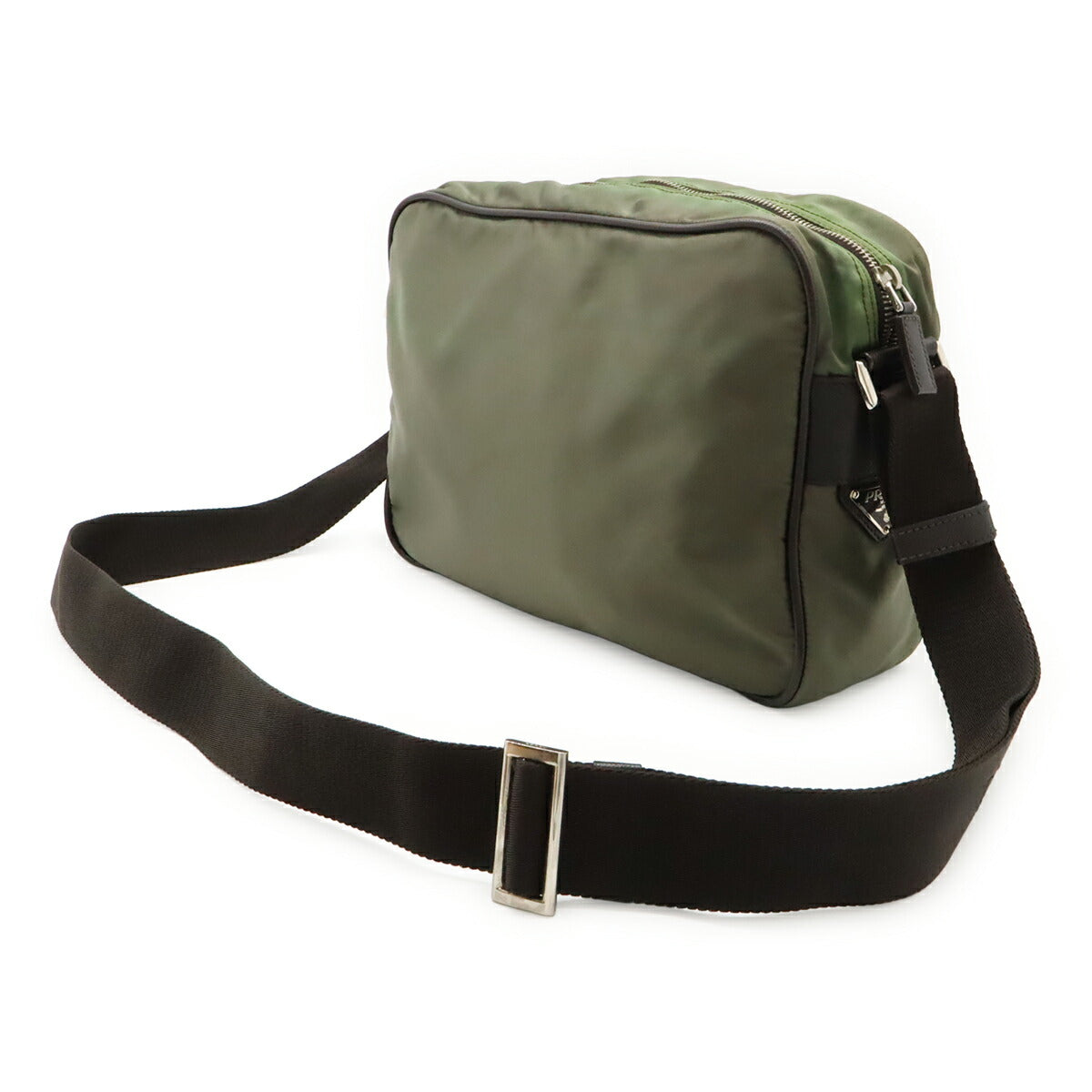 Prada Jacquard Shoulder Bag Leather Nylon Logo Leather Shoulder Bag