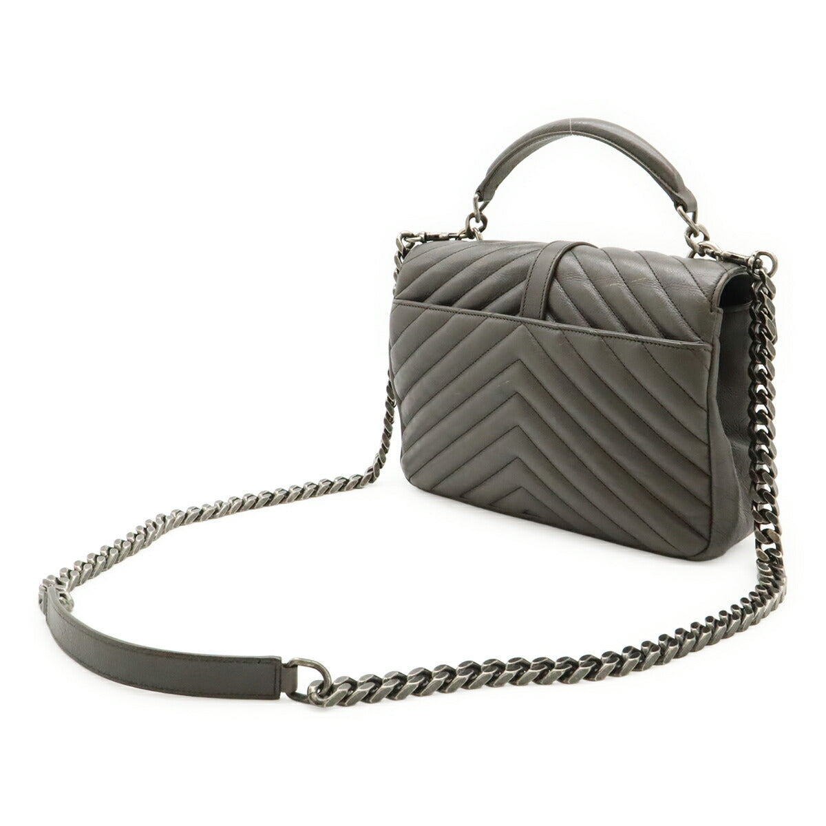 YSL Saint Laurent College 2Way Handbag Leather Travel Bag