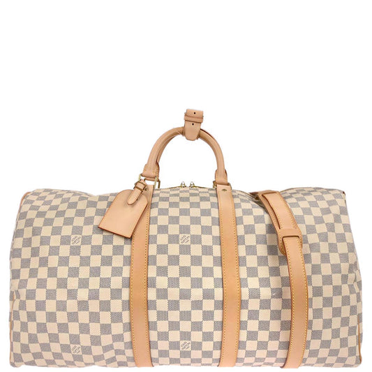 Louis Vuitton 2007 Damier Azur Keepall Bandouliere 55 Duffle Bag