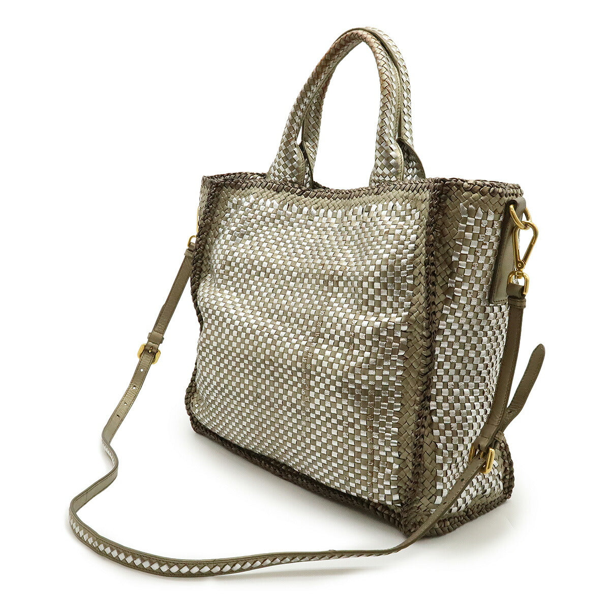 Prada Madras 2Way Tote Bag Leather