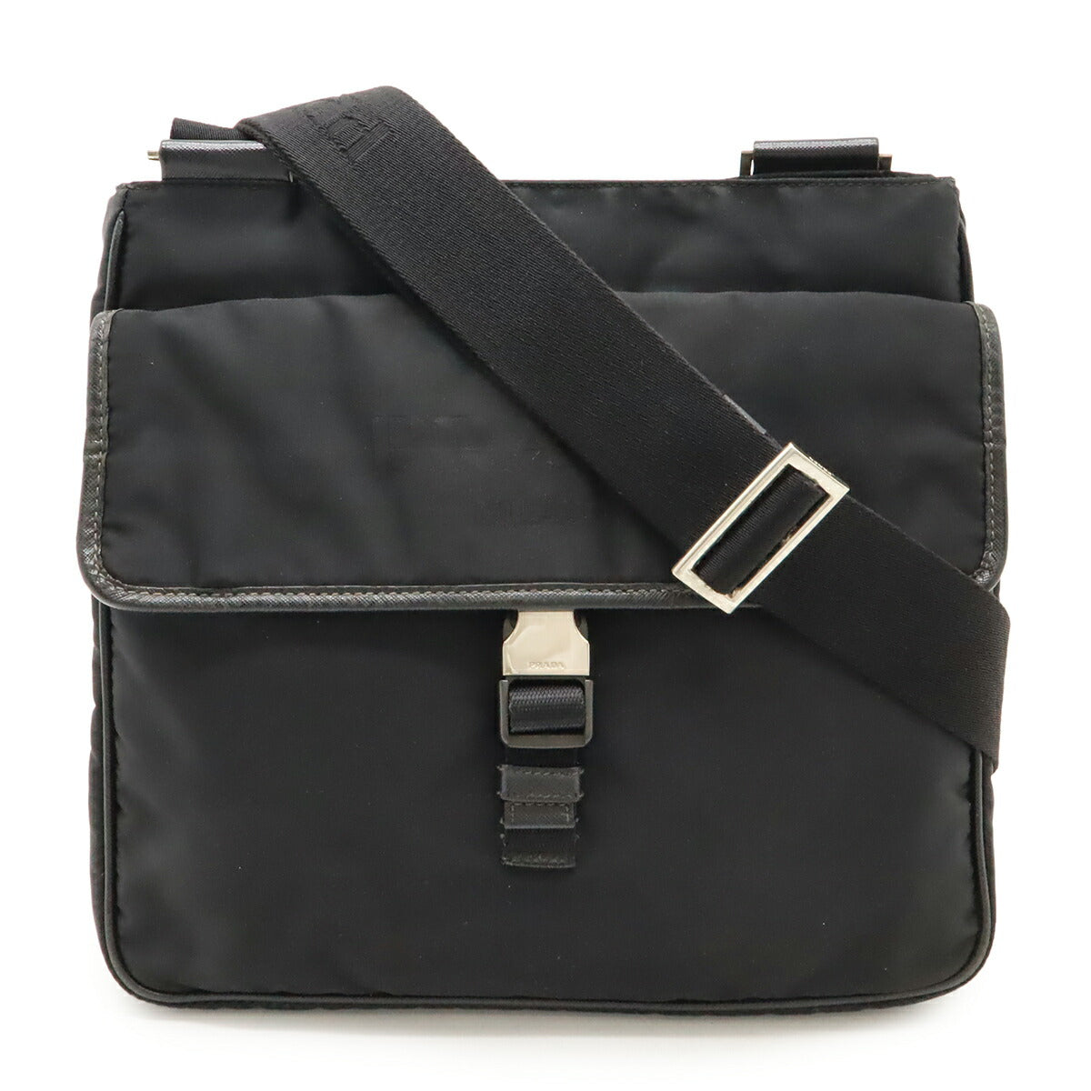 Prada Jacquard Shoulder Bag Leather Nylon Logo