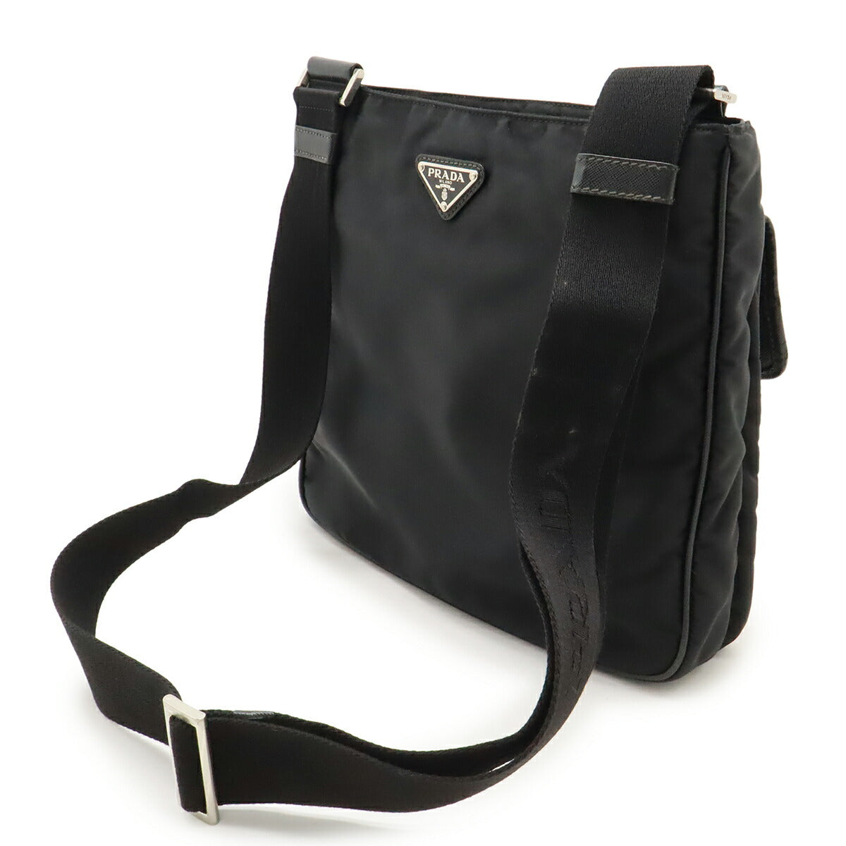 Prada Jacquard Shoulder Bag Leather Nylon Logo